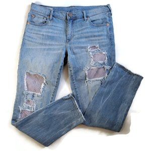 True Religion Cameron Slim Boyf Distressed Blue Jeans. Size 27